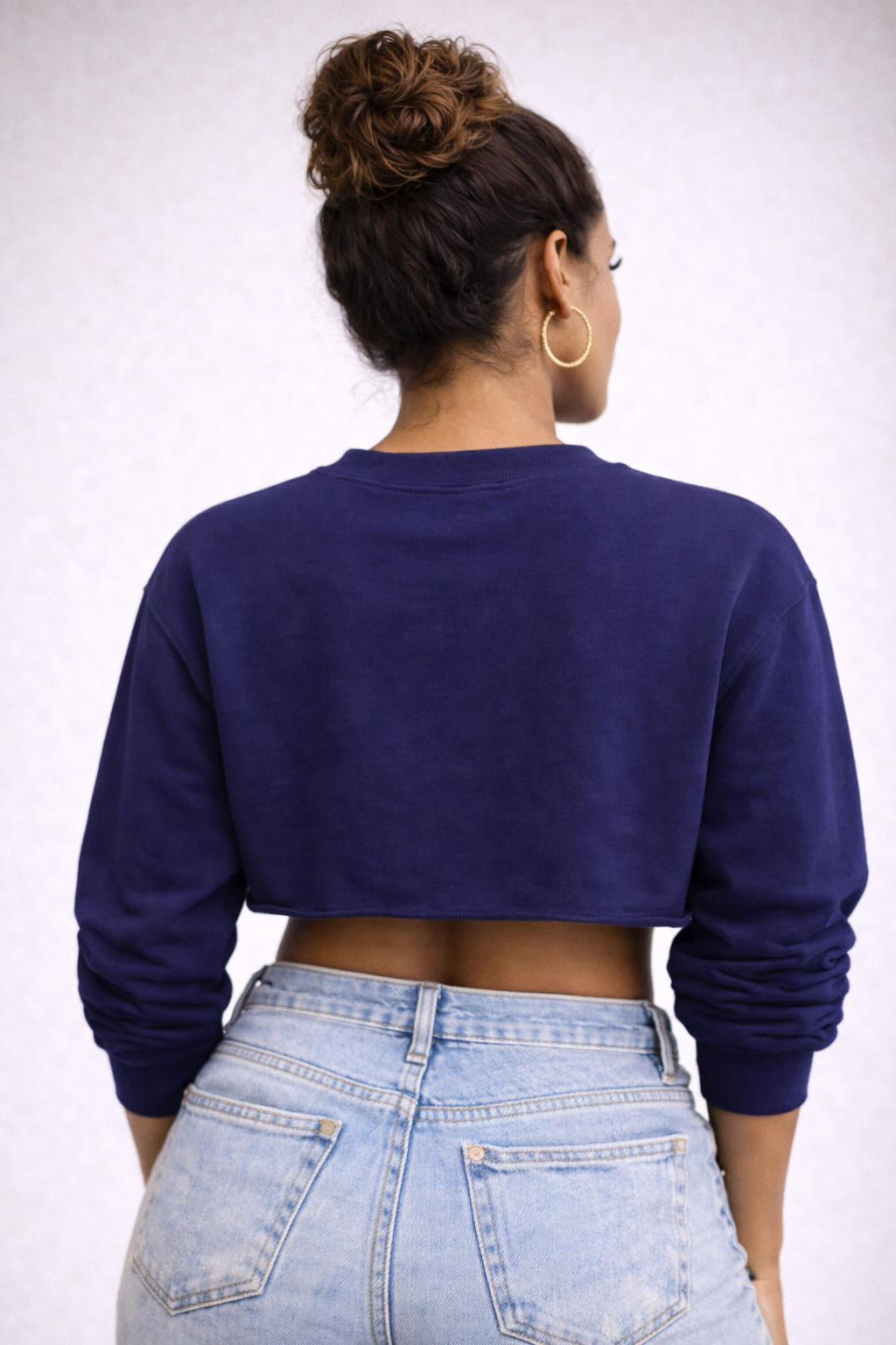 A&S WOMEN'S CREW SPECIAL SWEATSHIRT CROPPED LONG SLV - Navy